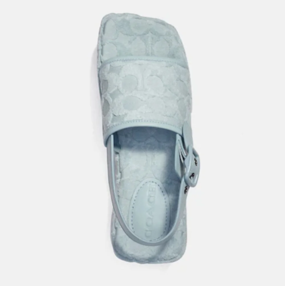 Coach Powder Blue Logo-Embossed Platform Sandals